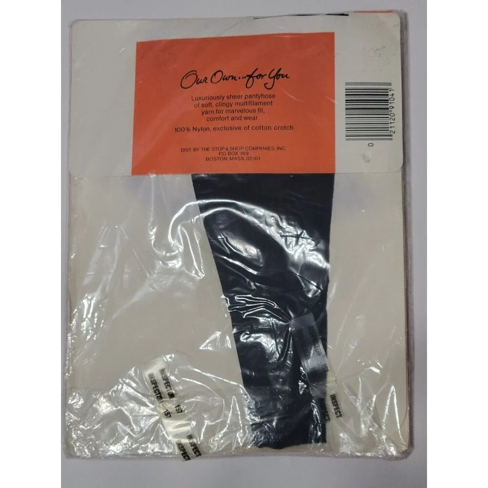 Vintage Our Own...For You Sheer Reinforced Top Pantyhose Off Black Size B